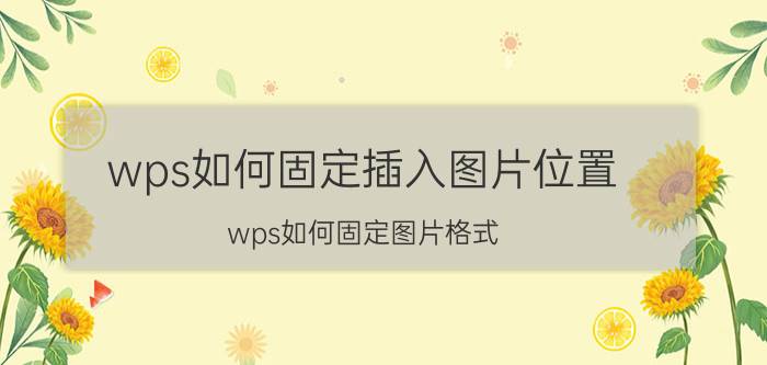 wps如何固定插入图片位置 wps如何固定图片格式？